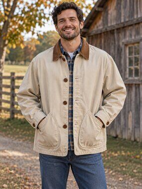 J.Crew Vintage Barn Chore Jacket Corduroy Collar Cottagecore Workwear L